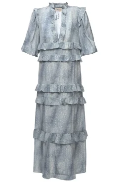 Stone Ruffled Long Dress