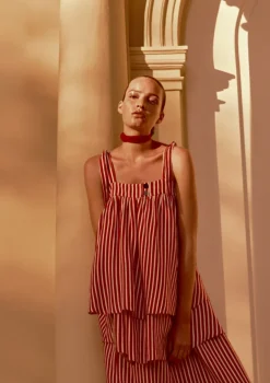 Striped Short Dress with Straps