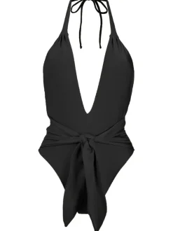 Timeless Halterneck Swimsuit With Knot
