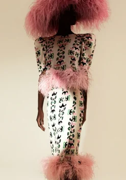Twisted Flower Pareo Skirt With Feathers