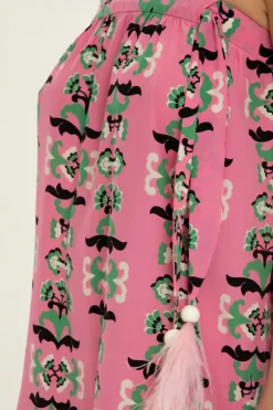 Twisted Flower Strapless Long Dress With Feathers