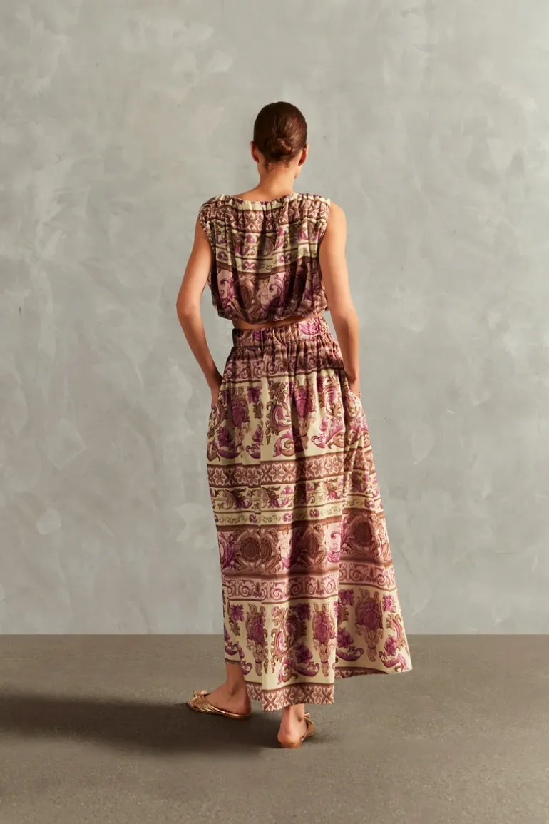 Vintage Citronelle Side-Slit Long Skirt