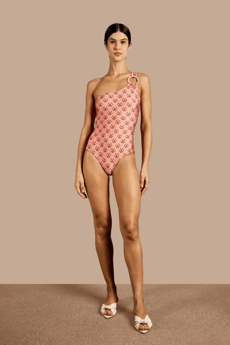 Vintage Lily One-Shoulder Swimsuit With Hoop