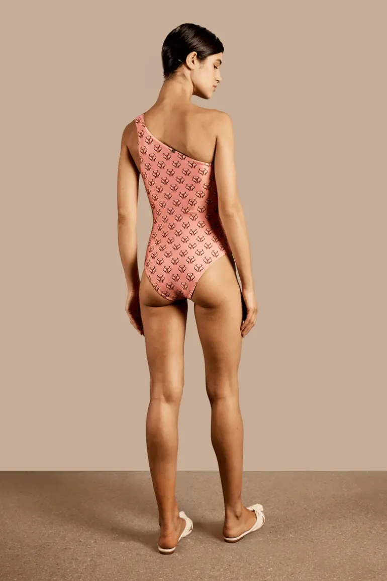 Vintage Lily One-Shoulder Swimsuit With Hoop