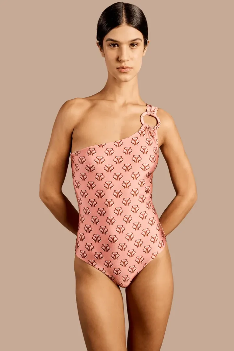 Vintage Lily One-Shoulder Swimsuit With Hoop