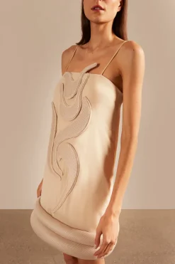 Vintage Lily Solid Appliqué Short Dress