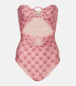 Vintage Lily Strapless Swimsuit With Hoops