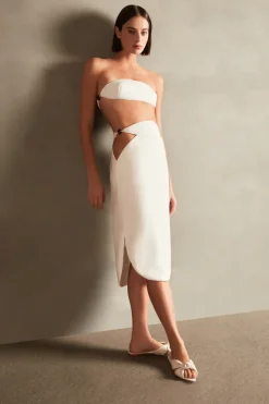 Vintage Orchid Solid Cut-Out Midi Skirt