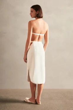 Vintage Orchid Solid Cut-Out Midi Skirt