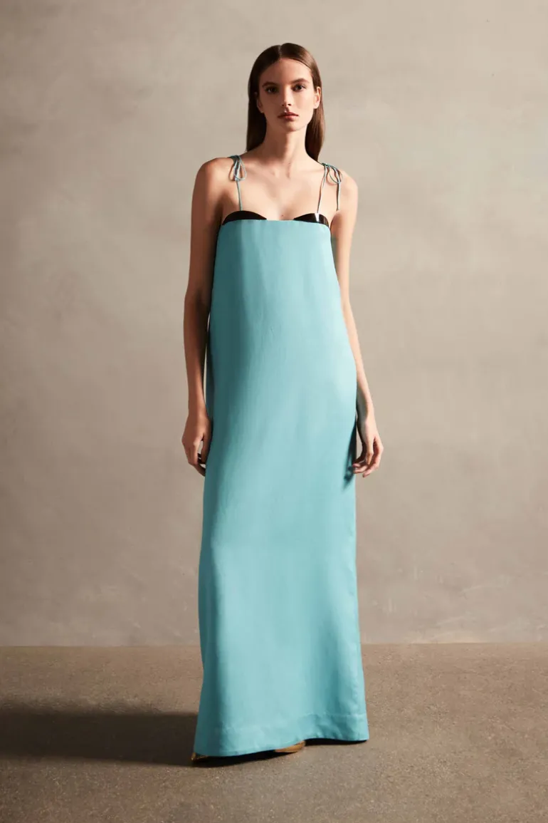 Vintage Orchid Solid Straps Long Dress