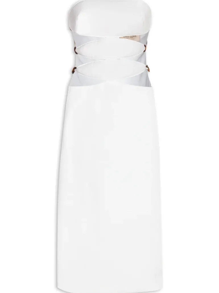 Vintage Orchid Solid Strapless Cut-Out Midi Dress