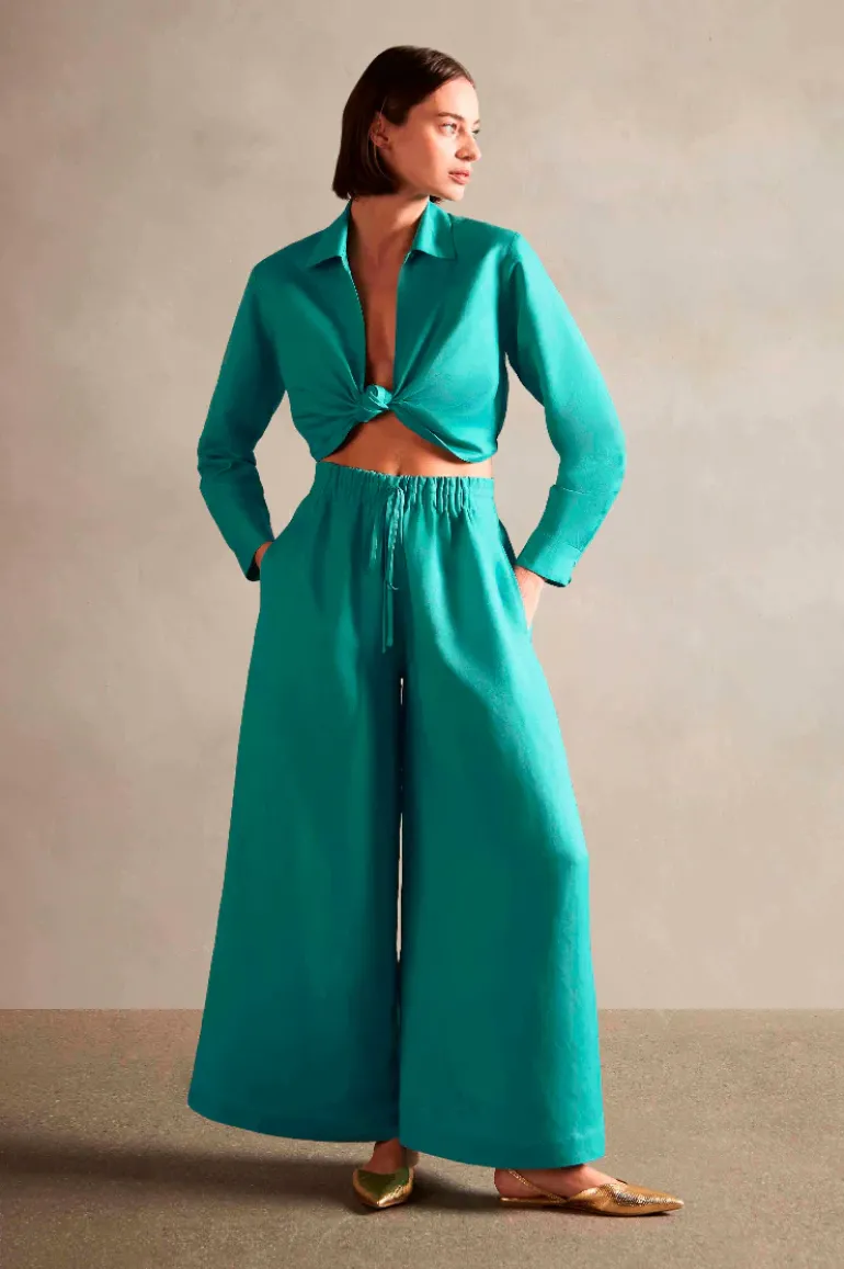 Vintage Orchid Solid Wide-Leg Pants