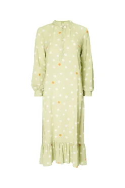 Vintage Pois Long Sleeve Midi Dress