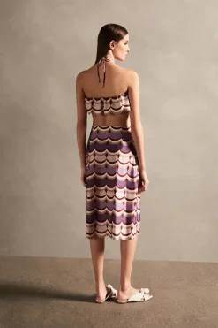 Vintage Waves Midi Skirt