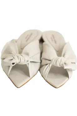 White Flat Sandals With Knot Detail
